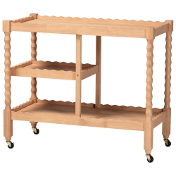 Baxton Studio Seamus 3-Tier Book Cart with Bobbin Frame, Beech Brown